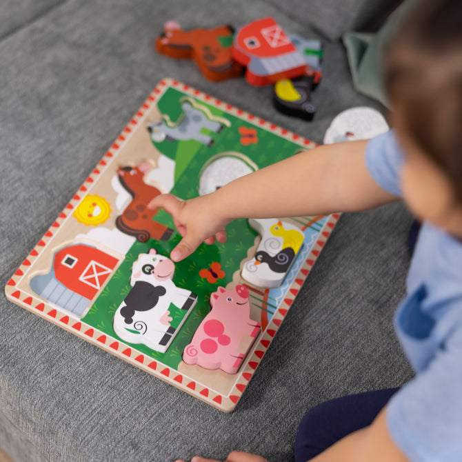 Melissa & Doug Farm Animals Chunky Puzzle – Rompecabezas Granja 8 Piezas