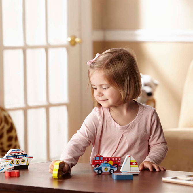Melissa & Doug Vehicles Chunky Puzzle – Rompecabezas Vehículos 9 Piezas