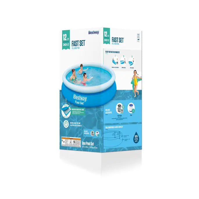 Bestway Fast Set 12’ X 30” Round Inflatable Pool Set