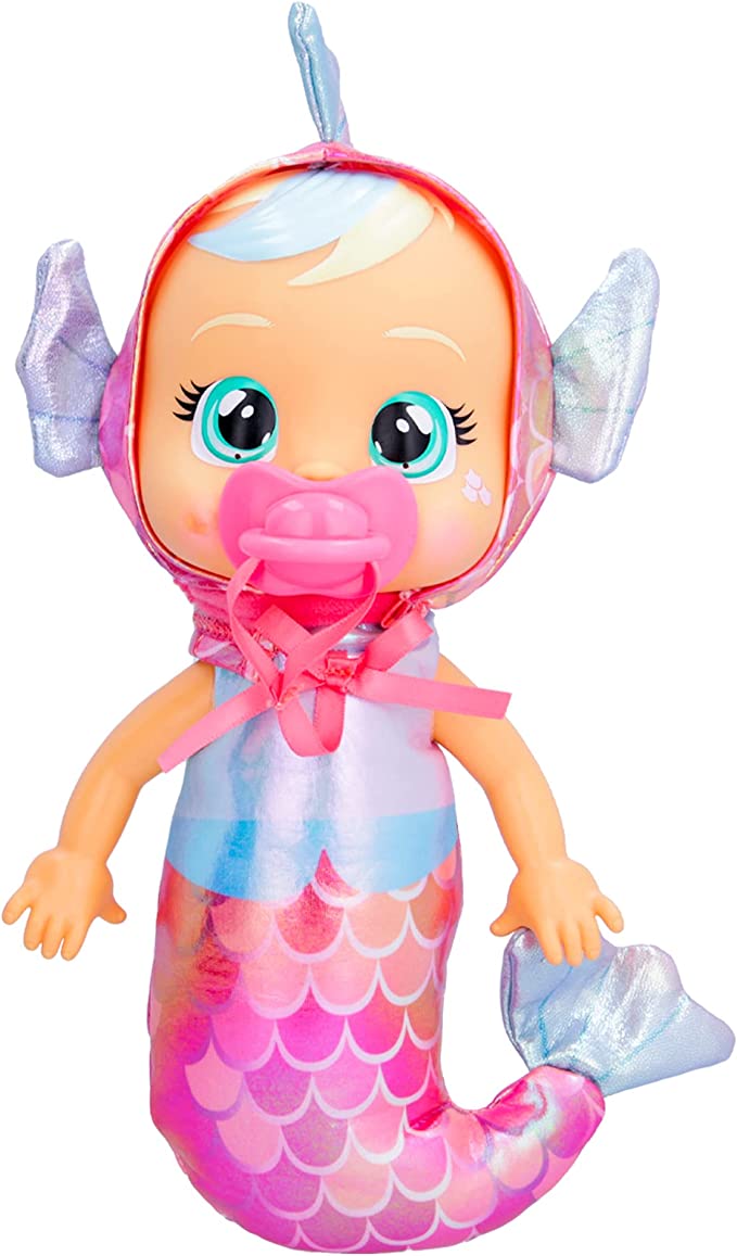 Cry Babies Tiny Cuddles Mermaids Delphine - 9 inch Baby Doll, Cries Real Tears, Metallic Mermaid Themed Pajamas