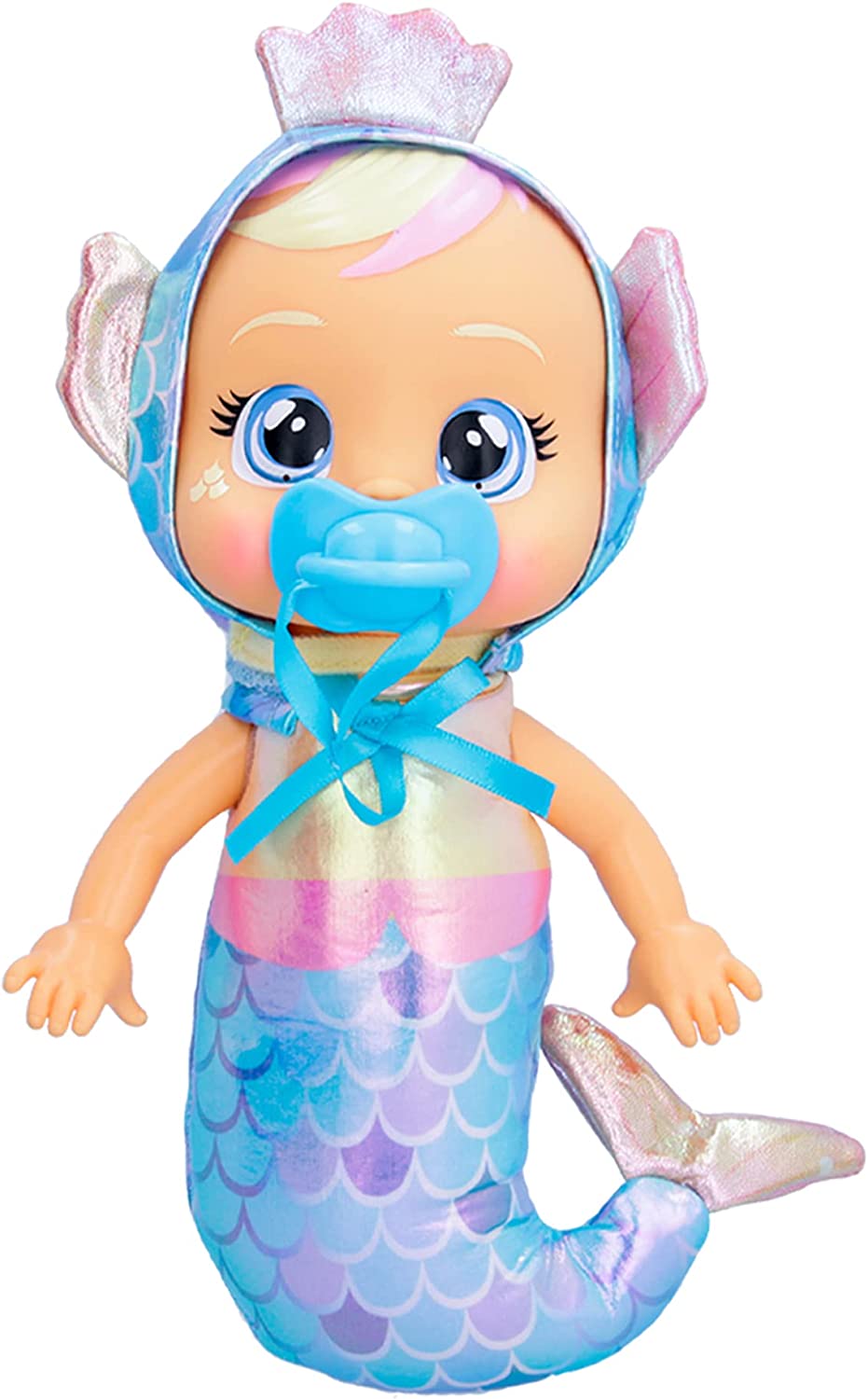 Cry Babies Tiny Cuddles Mermaids Giselle - 9 inch Baby Doll, Cries ReCry Babies Giselle - Cries Real Tears, Metallic Mermaid Themed Pajamas