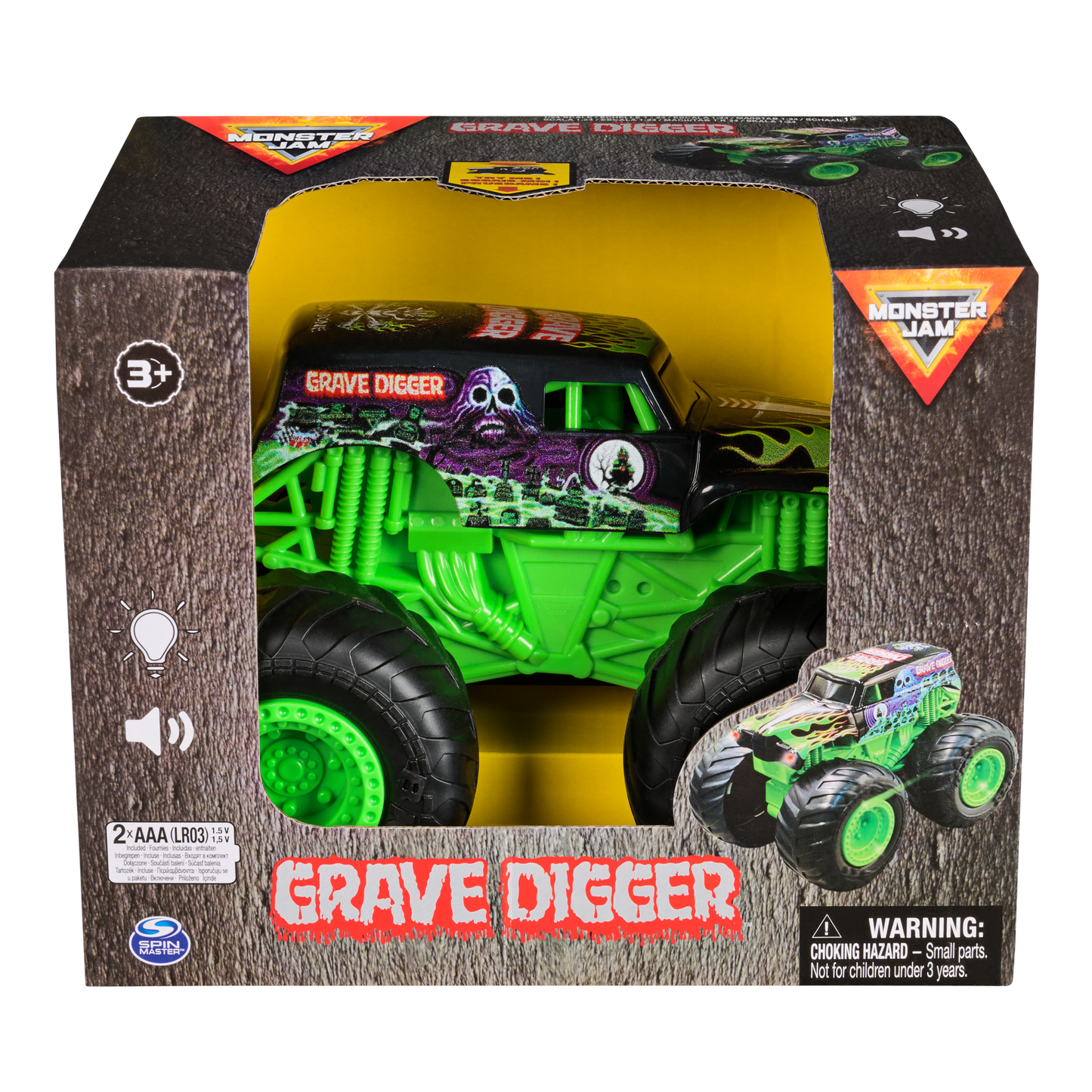 Monster Jam 1:24 Grave Digger Lights & Sounds Truck – Official Monster Jam Toy