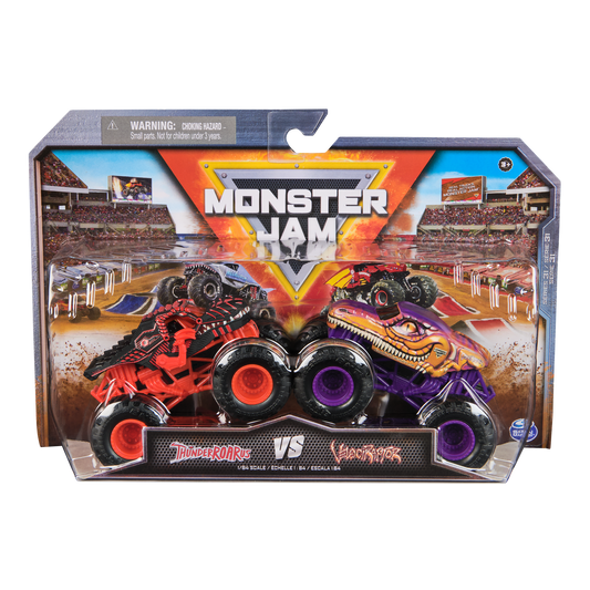 Monster Jam, Official Thunderoarus VS Velociraptor : Series 31 :: Die-Cast Monster Trucks, 1:64 Scale, Kids Toys for Boys Ages 3 and up