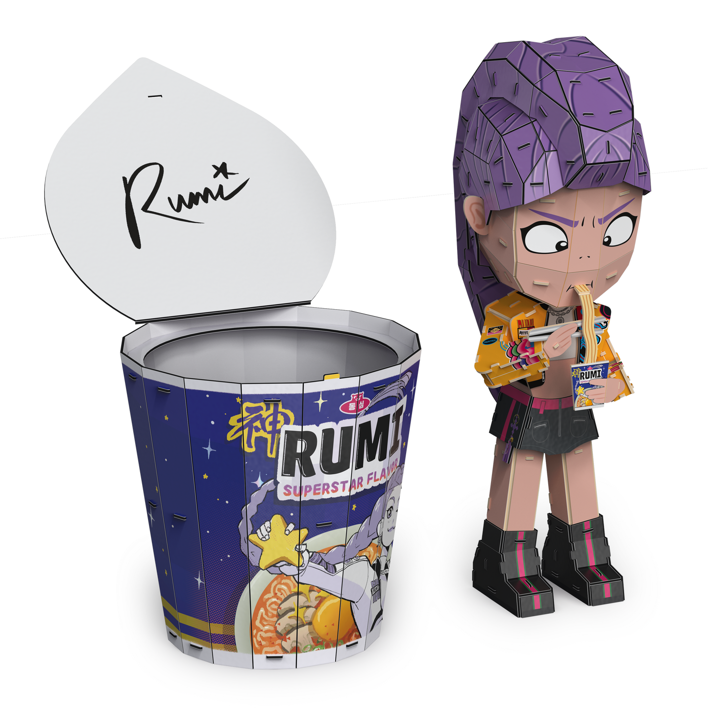 4D Build KPop Demon Hunters Rumi in Ramyeon Cup 3D Puzzle Model Kit