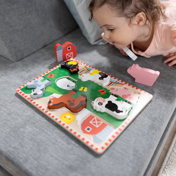 Melissa & Doug Farm Animals Chunky Puzzle – Rompecabezas Granja 8 Piezas