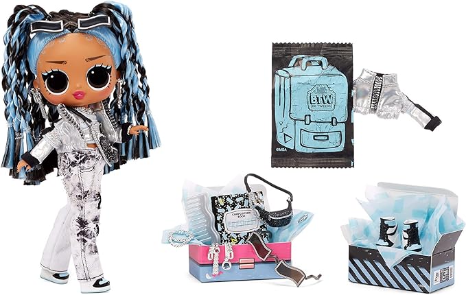 LOL Tweens Fashion Doll with 15 Surprises, Blue Hair, Including Stylish Outfit & Accessories with Reusable Bedroom Playset - Gift for Kids, Ages 4+ Years, Multicolor, 6 inches