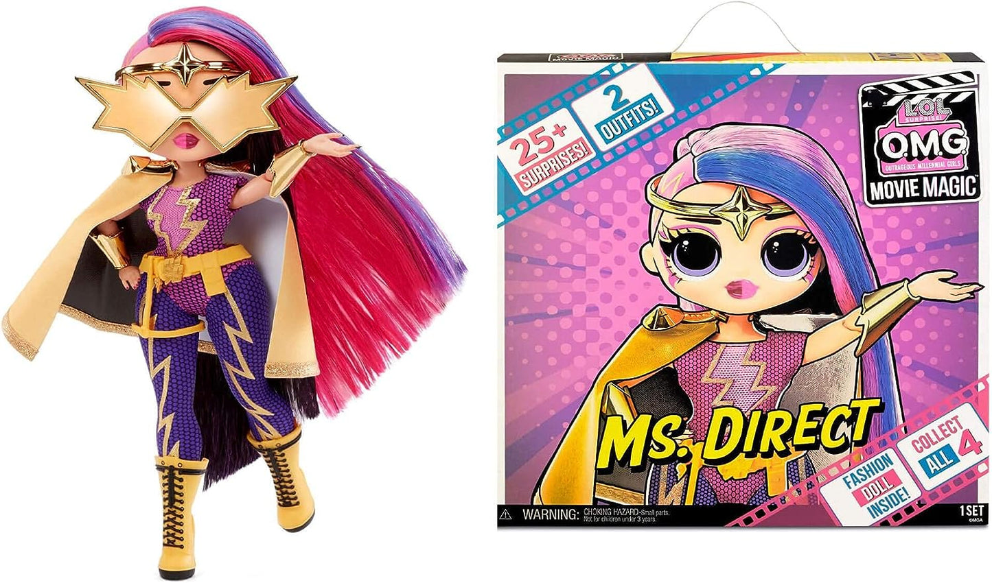 L.O.L. Surprise! OMG Movie Magic Ms. Direct Fashion Doll with 25 Surprises Including 2 Outfits, 3D Glasses, Movie Accessories,Toys for Girls Boys Ages 4 5 6 7+ Years Old,Multicolor