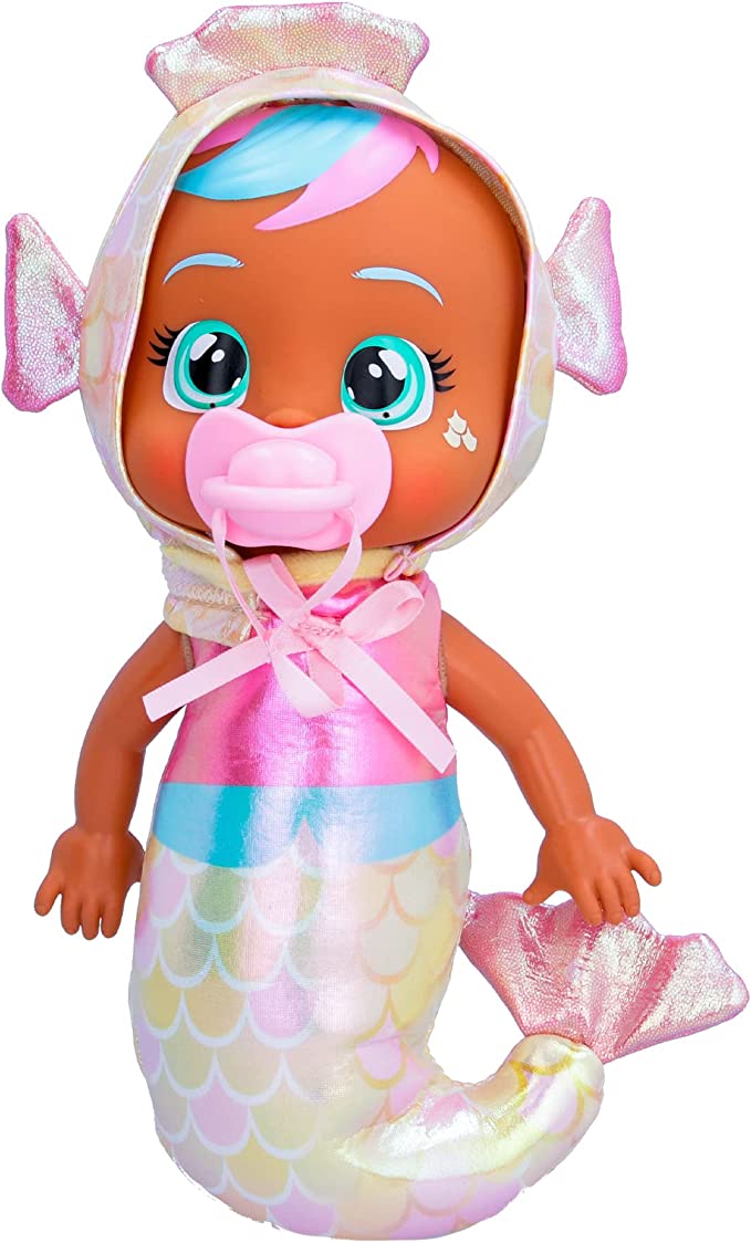 Cry Babies Tiny Cuddles Mermaids Adella - 9 inch Baby Doll, Cries Real Tears, Metallic Mermaid Themed Pajamas