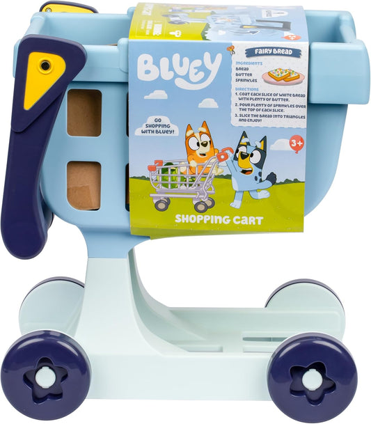 Bluey The Shopping Trolley | with Free-Rolling Wheels and Rotating Handle. The Ideal Size for Toddlers | Stands at 19.3 Inch Tall | 8 Colorful Cardboard Shopping Goods are Included with This Trolley