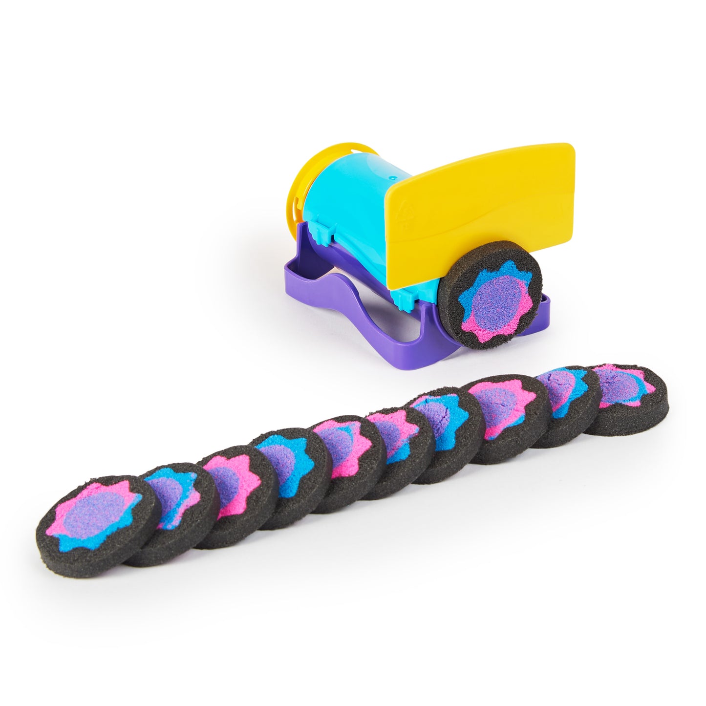 Kinetic Sand, Slice N’ Surprise Set with 13.5oz of Black, Pink and Blue Play Sand and 7 Tools, Sensory Toys for Kids Ages 3 and up