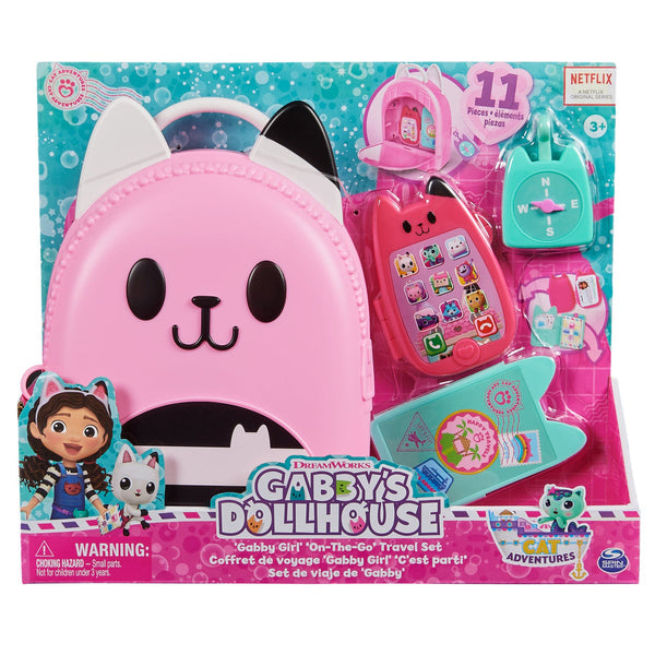 Gabby's Dollhouse, Gabby Girl On-The-Go Travel Set, Pretend Play Travel Toys, Toy Passport, Toy Phone and Compass Charm, Kids Toys for Girls & Boys 3+