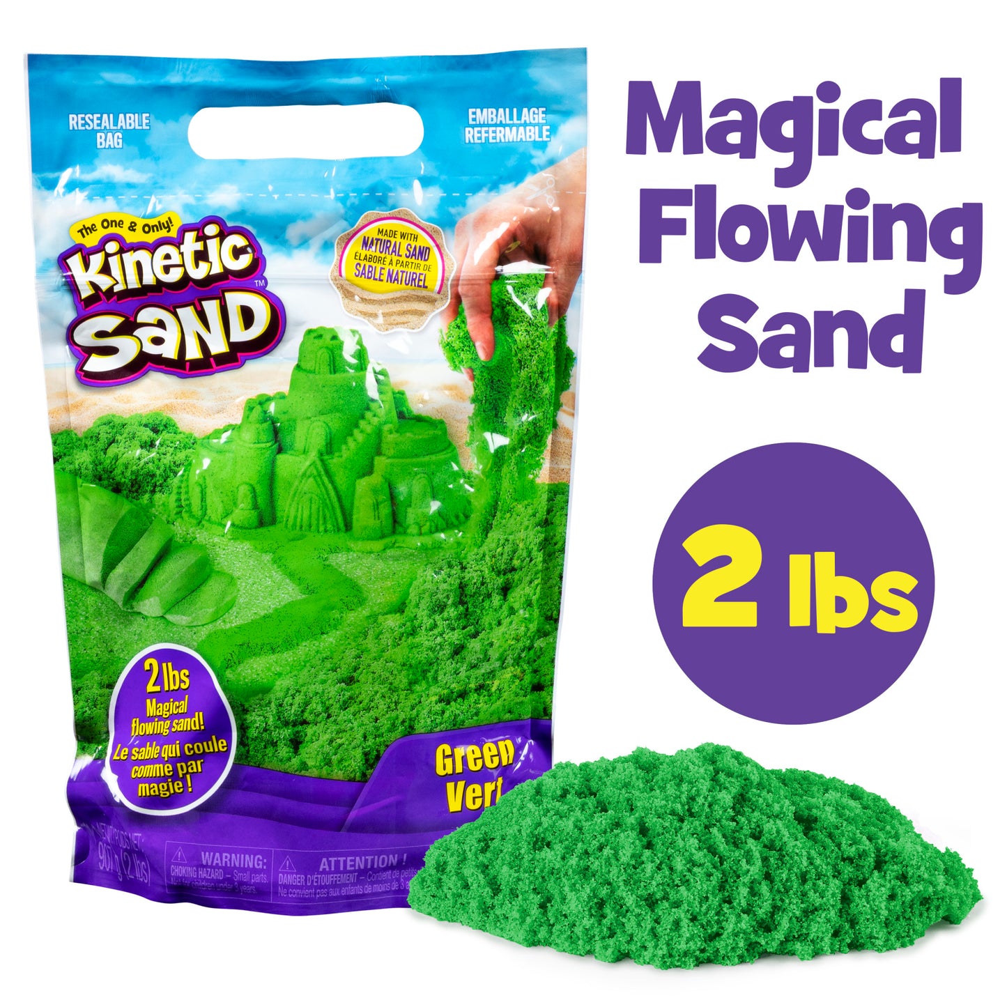 Kinetic Sand, The Original Moldable Sensory Play Sand Toys For Kids, Blue, 2 lb. Resealable Bag, Ages 3+