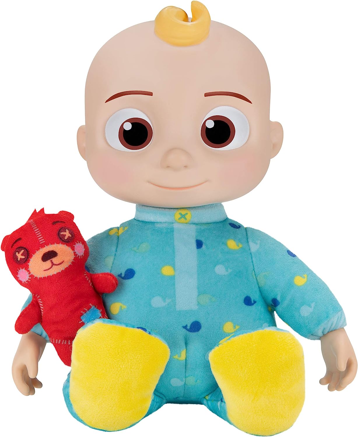 Cocomelon Official Musical Bedtime JJ Doll, Soft Plush Body – Press Tummy and JJ Sings Clips from ‘Yes, Yes, Bedtime Song,’ – Includes Feature Plush and Small Pillow Plush Teddy Bear, Multi