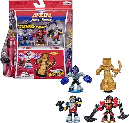 Legends of Akedo Beast Strike : Bite Strike: King Gokong - Official Rules Claw Strike Starter Pack - 3 Mini Battling Warriors with Training Practice Piece and Exclusive Joystick Controller