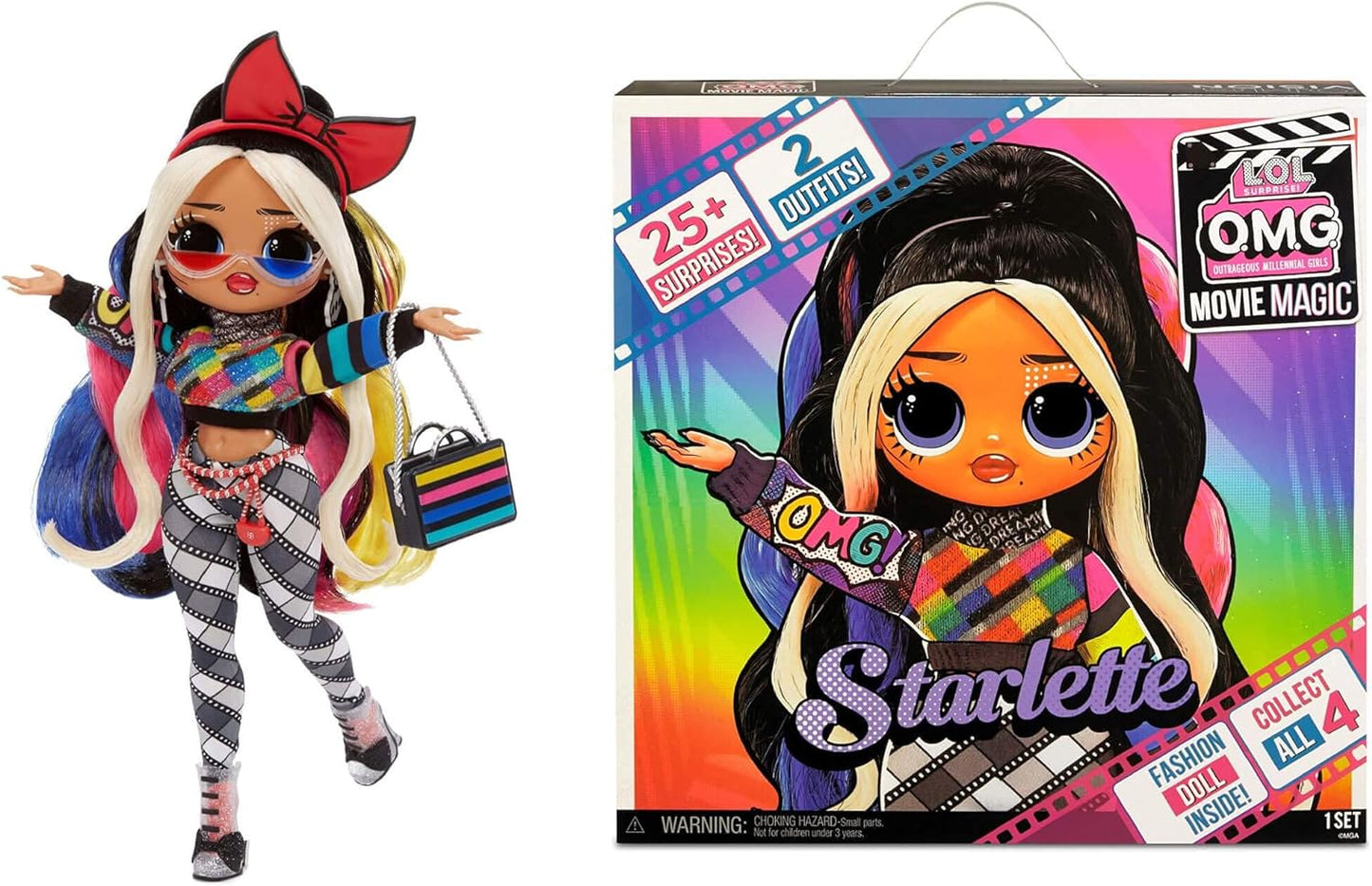 L.O.L. Surprise! OMG Movie Magic Starlette Fashion Doll with 25 Surprises Including 2 Outfits, 3D Glasses, Accessories, Reusable Playset– Gift for Kids, Toys for Girls Boys Ages 4 5 6 7+ Years Old