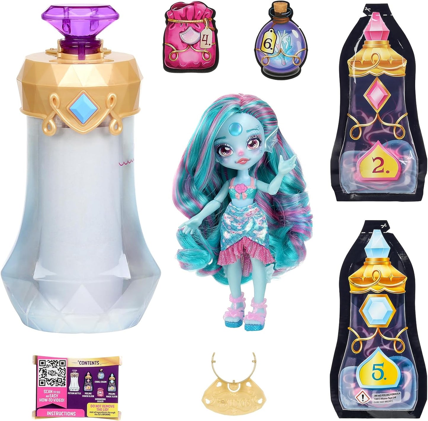 Magic Mixies Pixlings. Marena The Mermaid Pixling. Create and Mix A Magic Potion That Magically Reveals A Beautiful 6.5" Pixling Doll Inside A Potion Bottle!