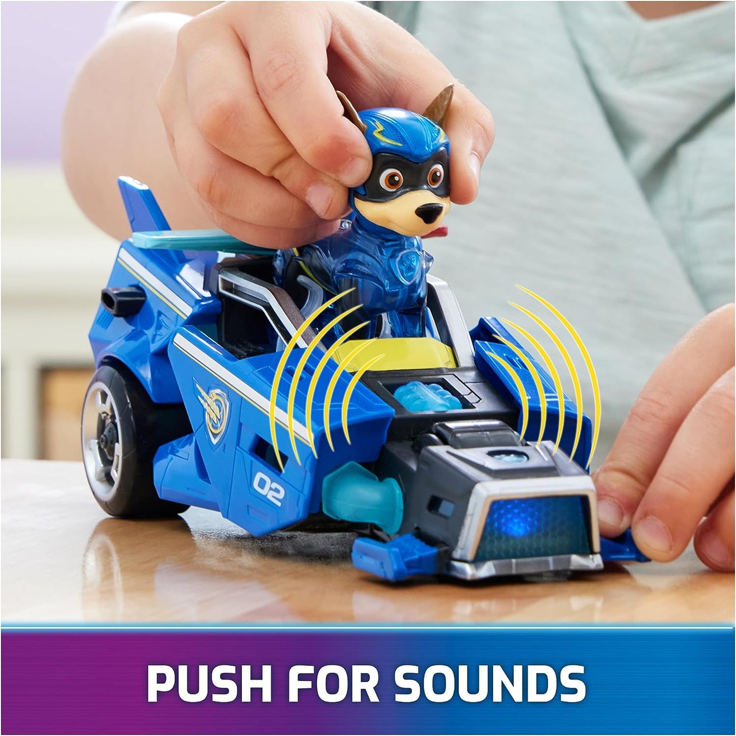 Paw Patrol: The Mighty Movie, Toy Car with Chase Mighty Pups Action Figure, Lights and Sounds, Kids Toys for Boys & Girls 3+