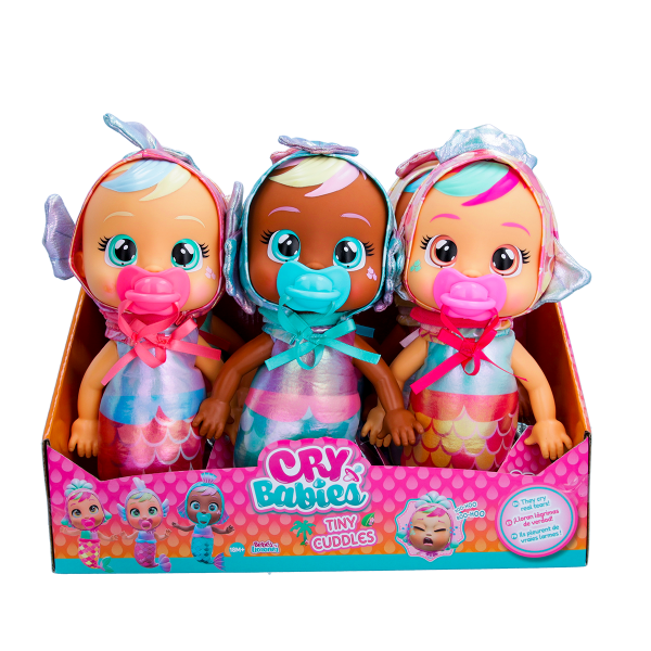 Cry Babies Tiny Cuddles Mermaids Giselle - 9 inch Baby Doll, Cries ReCry Babies Giselle - Cries Real Tears, Metallic Mermaid Themed Pajamas