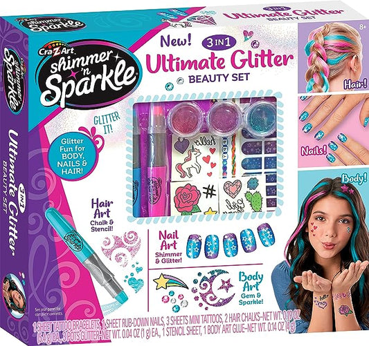 Cra-Z-Art Shimmer N Sparkle 3 In 1 Ultimate Glitter Beauty Set