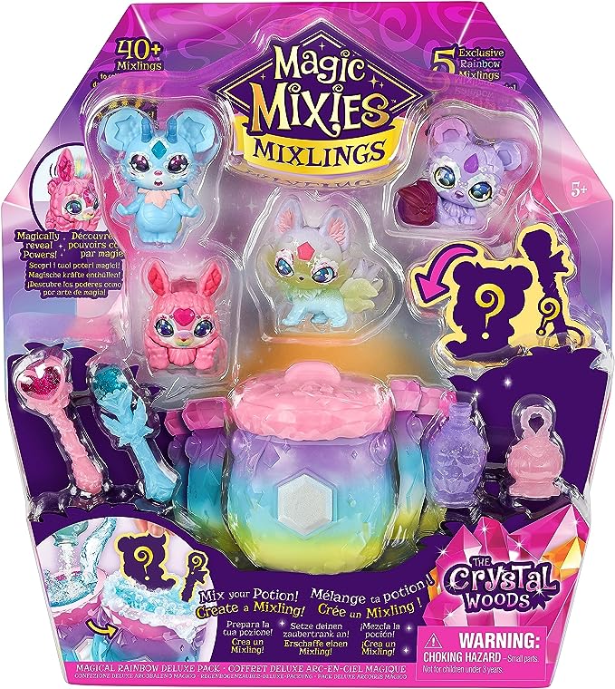Magic Mixies Mixlings Magical Rainbow Deluxe Pack Contains 5 Exclusive Mixlings with A Unique Rainbow Magical Power Including 1 Mystery Mixling to Reveal from Its Cauldron
