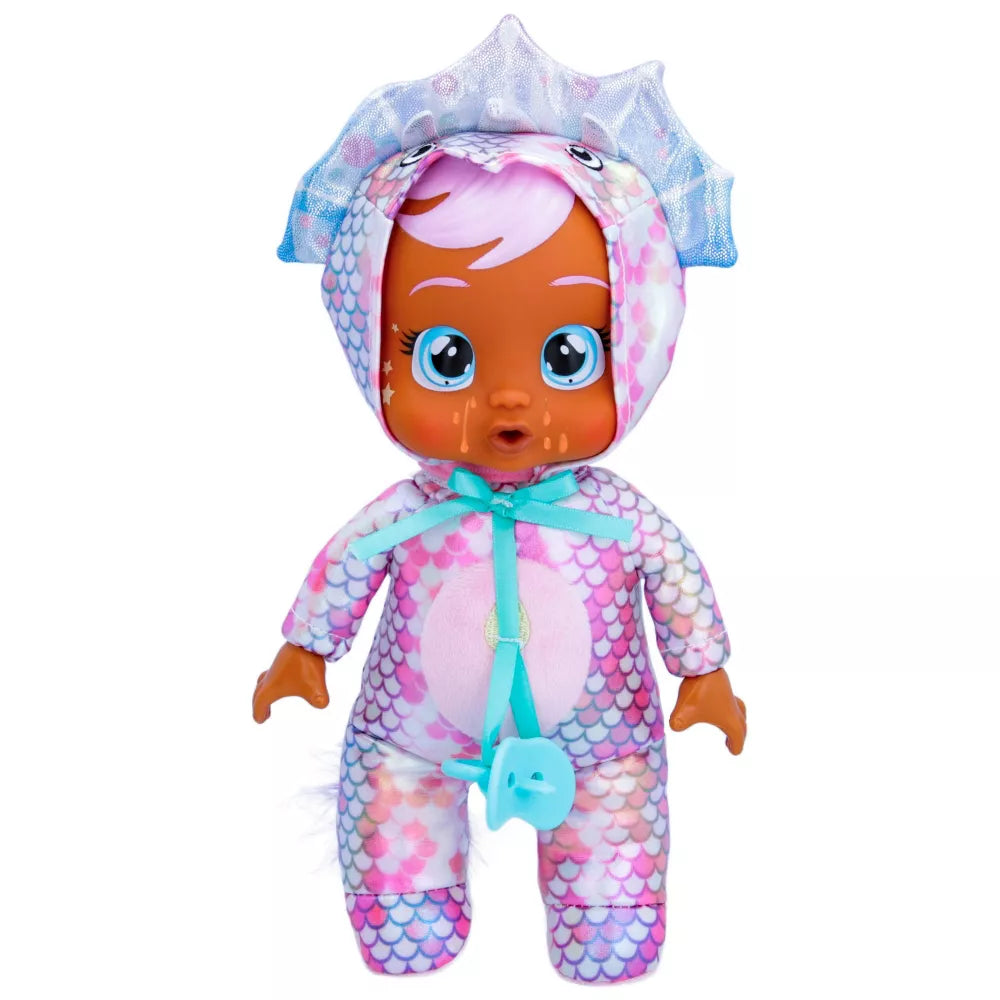 Cry Babies Tiny Cuddles Dinos Phoebe with Purple Triceratops Dinosaur Themed Metallic Pajamas 9" Baby Doll
