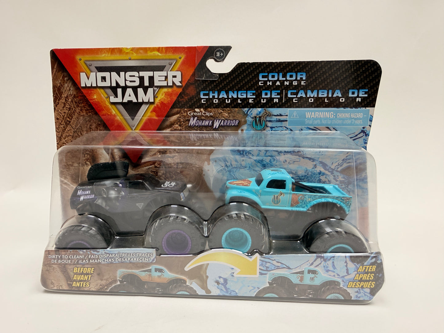 Monster Jam, Official Color Change Mohawk Warrior vs W:: Die-Cast Monster Trucks, 1:64 Scale, Kids Toys for Boys Ages 3 and up