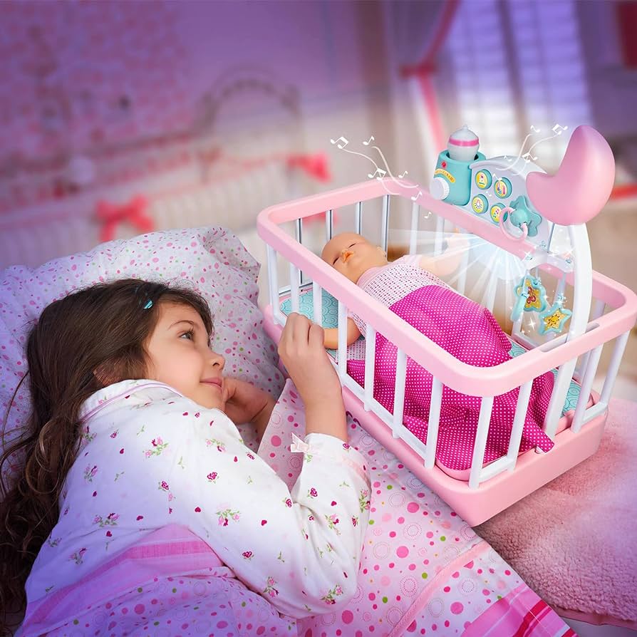 Nenuco Good Sleep Cradle with Baby Doll, Crib, and Accessories, 14" Doll