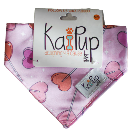Kai Pup Limited Edition Valentines Bandanas - Heart Lollipops