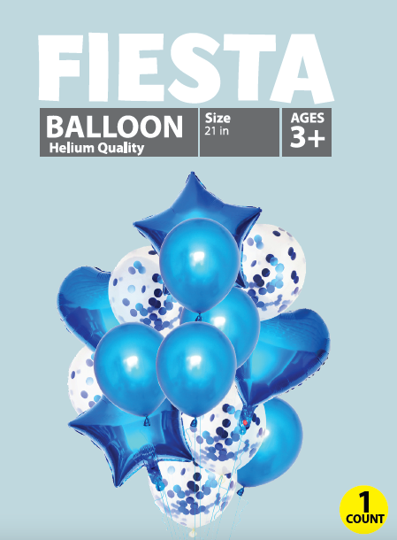 MYLAR BLUE FIESTA BALLOON COMBO