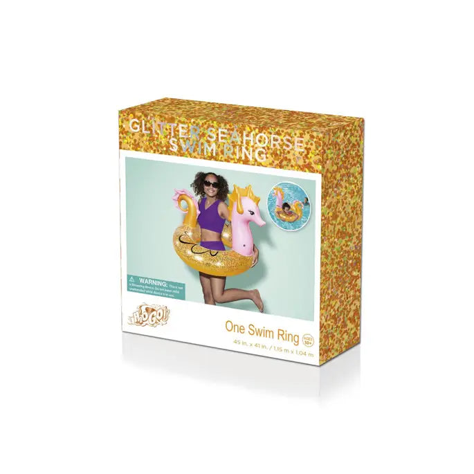H2OGO! Glitter Seahorse Swim Ring Float 45"