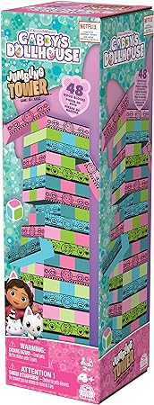 Gabby’s Dollhouse Jumbling Tower by Spin Master Games, Building Toppling Wood Game for Kids Gabby’s Dollhouse Toys, for Preschoolers Ages 4 and up