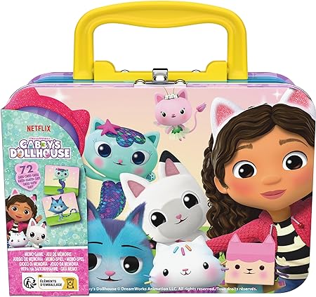 Spin Master Games Gabby's Dollhouse Memo Game - Classic Memory Game in Practical Metal Case for the Popular Series on Netflix, for Children from 3 Years