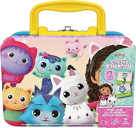 Spin Master Games Gabby's Dollhouse Memo Game - Classic Memory Game in Practical Metal Case for the Popular Series on Netflix, for Children from 3 Years