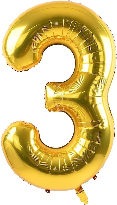 MYLAR GOLD NUMBER 3 FIESTA BALLOON