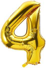 MYLAR GOLD NUMBER 4 FIESTA BALLOON