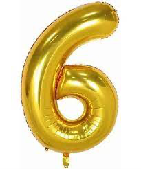 MYLAR GOLD NUMBER 6 FIESTA BALLOON