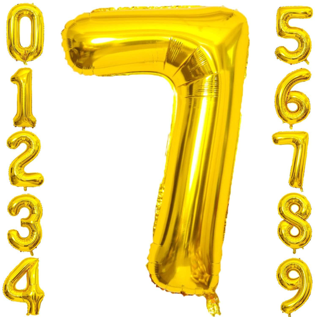 MYLAR GOLD NUMBER 7 FIESTA BALLOON
