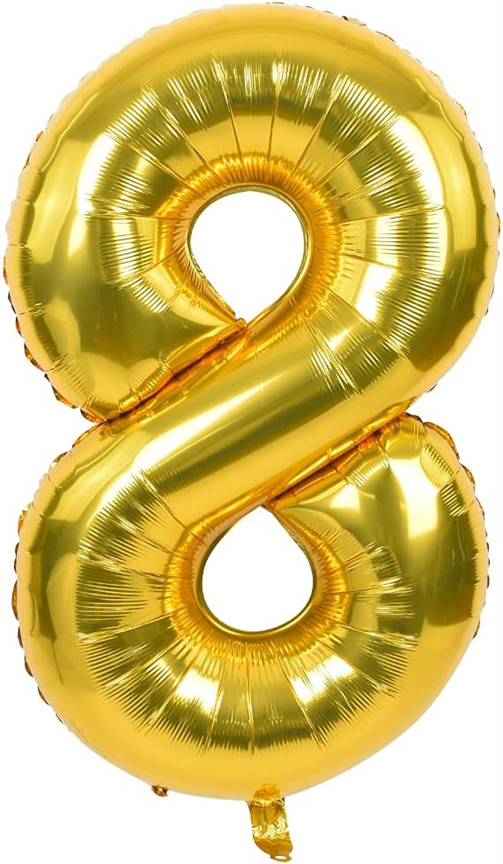 MYLAR GOLD NUMBER 8 FIESTA BALLOON