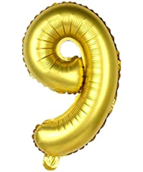 MYLAR GOLD NUMBER 9 FIESTA BALLOON