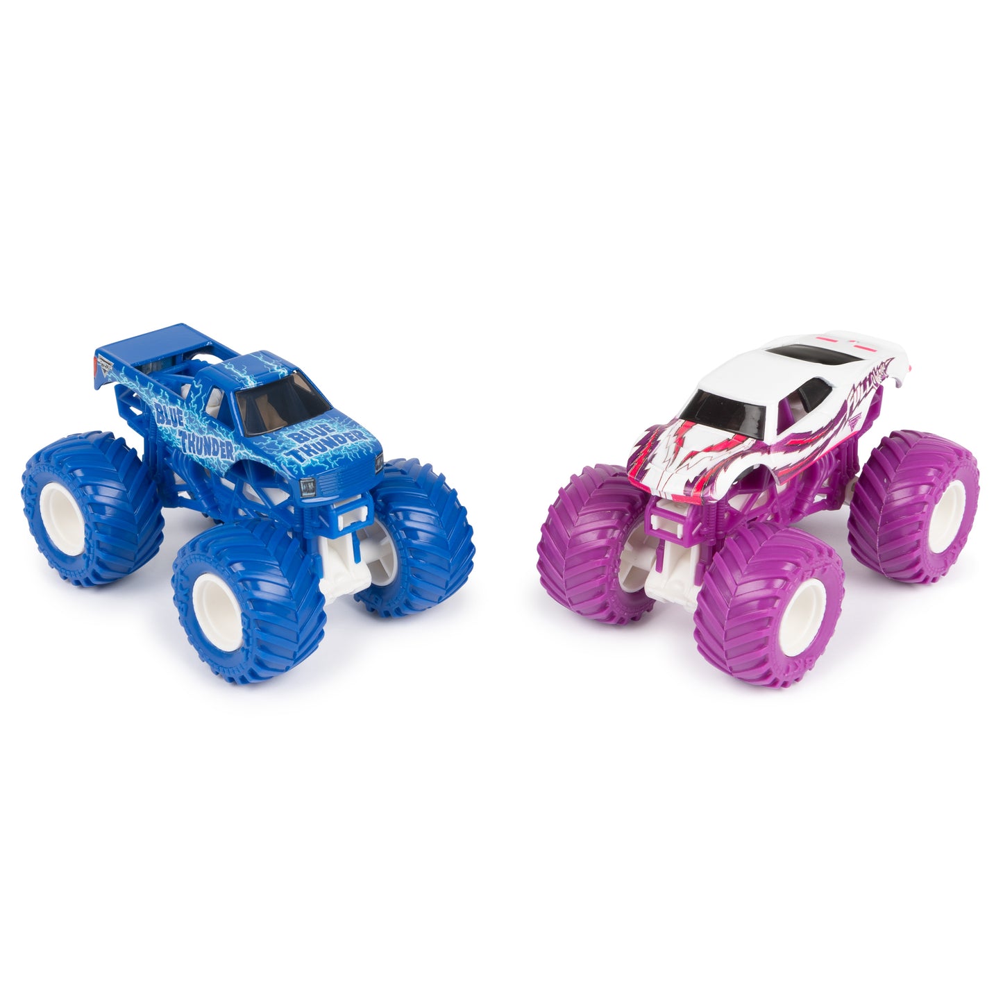 Monster Jam, Official Blue Thunder Vs. Full Charge Die-Cast Monster Trucks, 1:64 Scale, Kids Toys for Boys Ages 3 and up