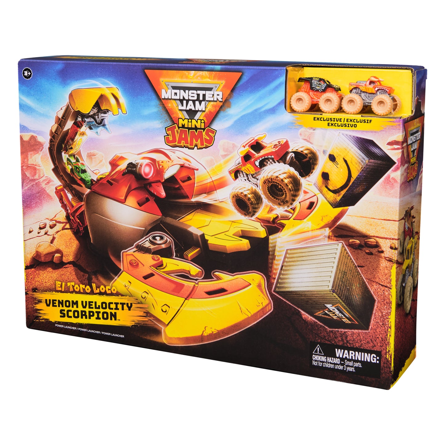 Monster Jam, El Toro Loco Venom Velocity Scorpion Playset, Mini Jams, 2 Exclusive Die-Cast El Toro Loco and Max-D Monster Truck 1:87 Scale, Kids Toys for Boys Ages 3 4 5 6+