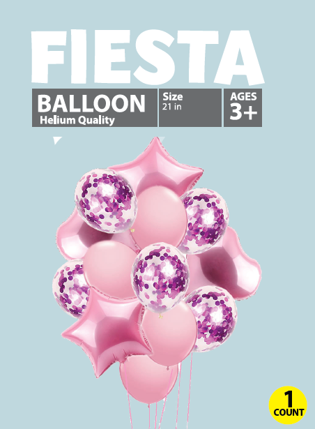 MYLAR PINK FIESTA BALLOON COMBO