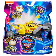 PAW Patrol: The Mighty Movie, Mighty Pups vehicle with Lights, Sounds & Rubble Figure, Ages 3+