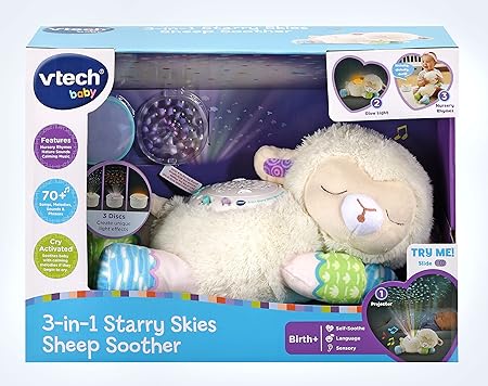 VTech 550503 Baby 3-in-1 Starry Skies Sheep Soother, Multi,12.1 x 31.9 x 15 cm