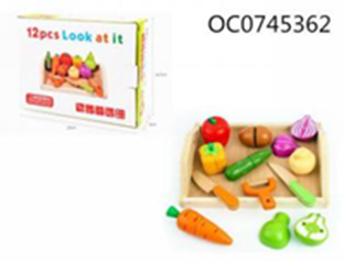 12PCS Wooden Food Cutting Toy