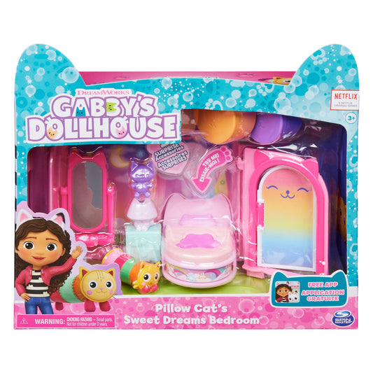 Gabby’s Dollhouse, Pillow Cat’s Sweet Dreams Bedroom Playset with Figure