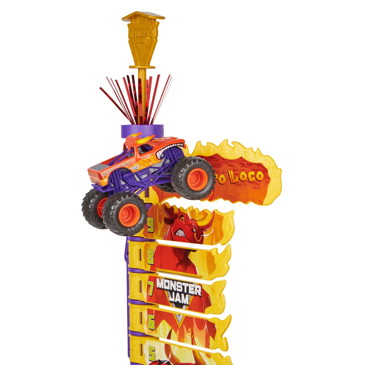 Monster Jam El Toro Loco Big Air Challenge, Over 20-Inch Tall Playset with Exclusive Monster Truck Toy, 1:64 Scale, Kids Toys for Boys Ages 3 and up