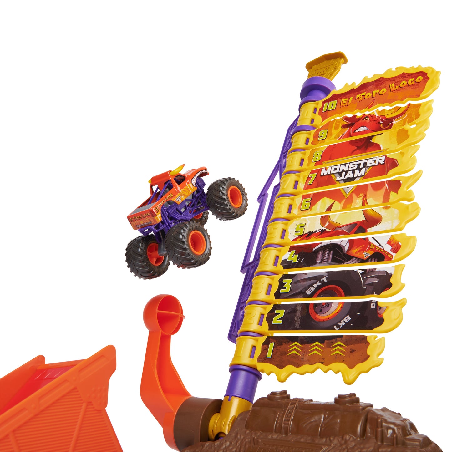 Monster Jam El Toro Loco Big Air Challenge, Over 20-Inch Tall Playset with Exclusive Monster Truck Toy, 1:64 Scale, Kids Toys for Boys Ages 3 and up