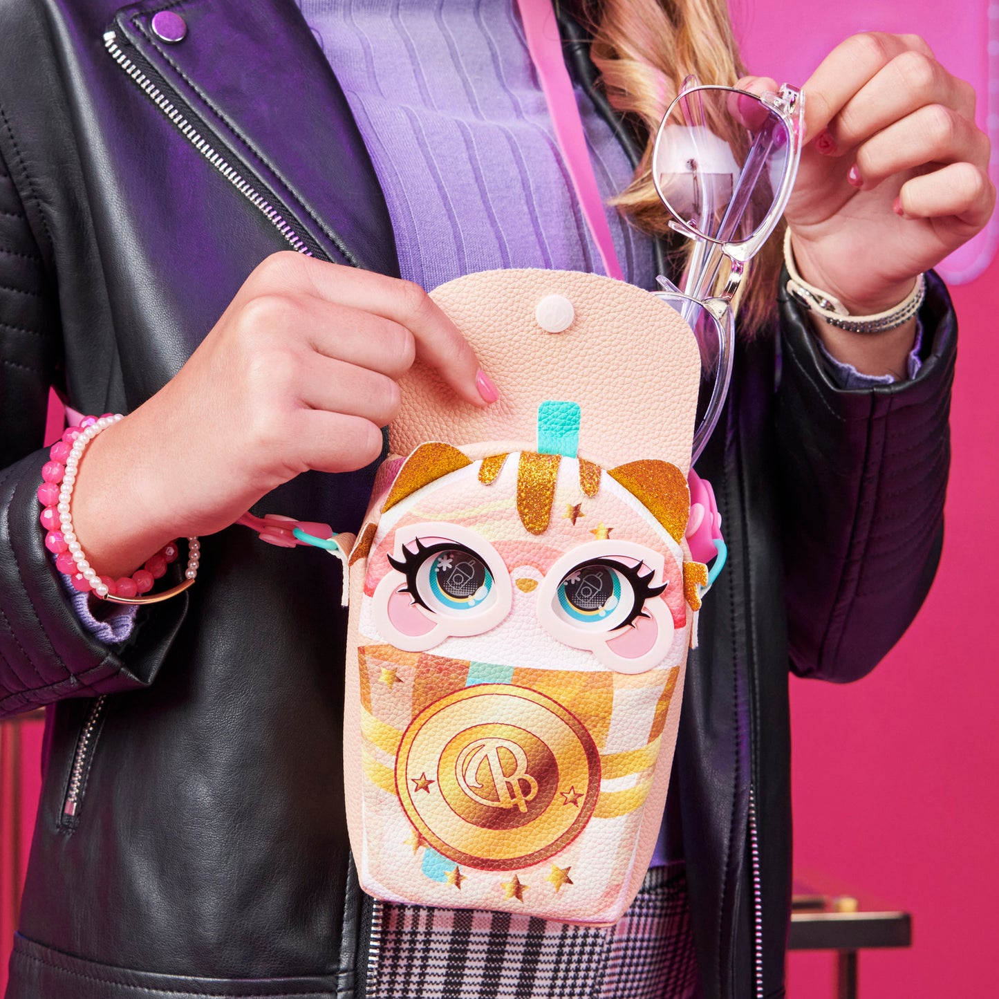 Purse Pets, Treat Yo Self Catpuchino Interactive Pet Toy and Handbag with Light up Cheeks, over 25 Sounds and Reactions, Kids Toys for Girls