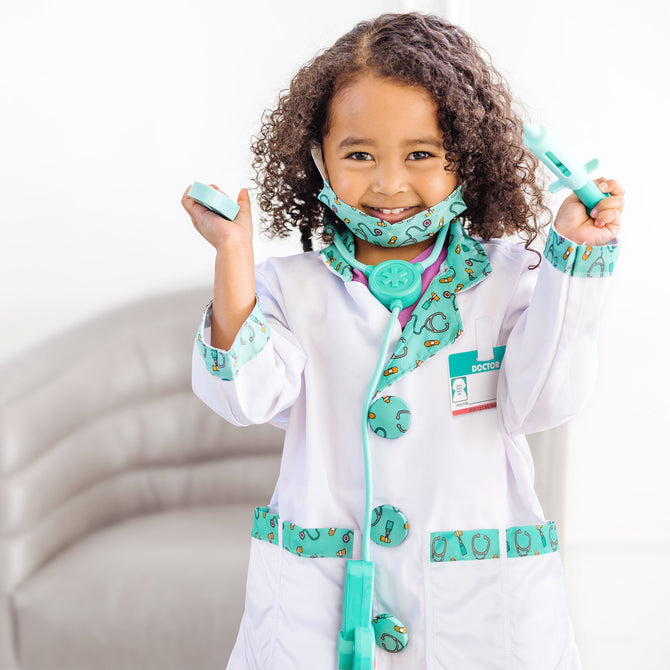 Melissa & Doug Doctor Costume Role Play Set – Kids Dress-Up & Pretend Play